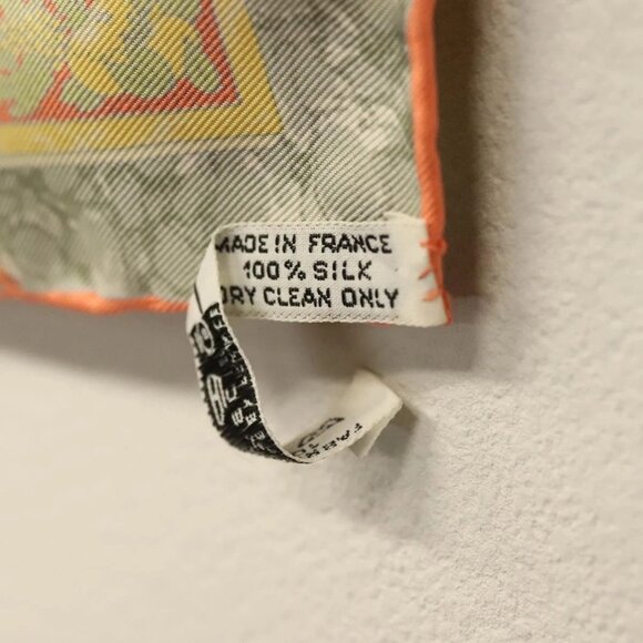 HERMES Carre 40 Scarf ""CARPE DIEM"" Silk Orange Auth - Picture 9 of 14